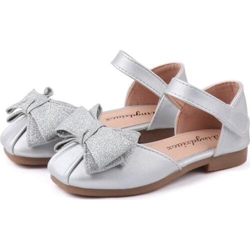 Girls Wedding Shoes Flower Girl Shoes Kids Leather Shoes For Toddler Big Children 1-10 Years Old Girl Princess With Bow-knot New