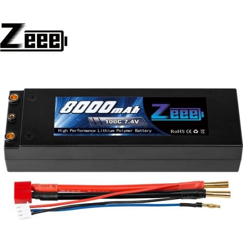 Zeee 2S Lipo Battery 7.4V 100C 8000mAh with 4mm Bullet Dean T Plug Lipo Battery for RC Car RC Model RC Boat RC Truck