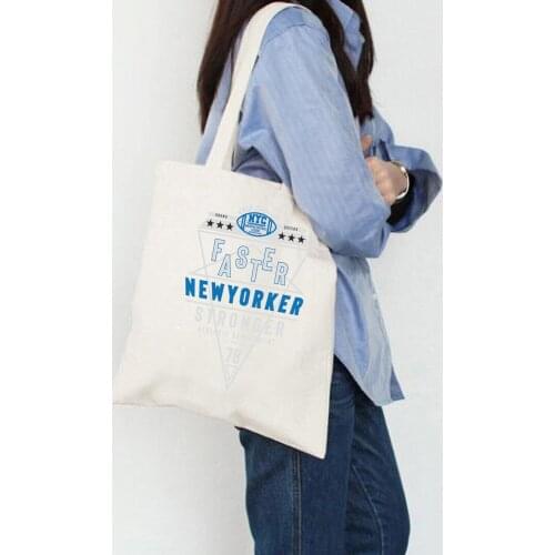 Women Cotton Bags Ladies Canvas Bags Women Foldable Shoulder Bag Tote Bag Letter Printing Large Capacity Shopping Canvas Bag