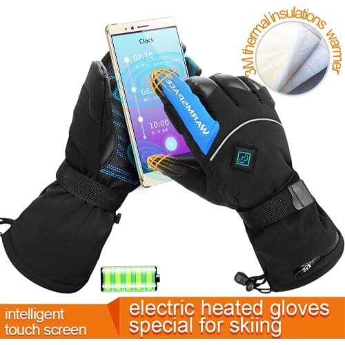 Winter Sports Heating Motorcycle Gloves Waterproof Warm Gloves Touch Screen, Charging Motorcycle Winter Riding Warm Gloves Black