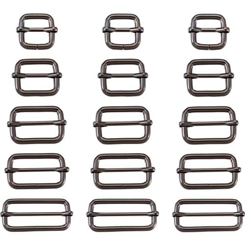 20pcs Gunmetal Color Iron Adjuster Slides Buckles Rectangle Roller Pin Buckles Fasteners for DIY Jewelry Craft Bag Belt Making
