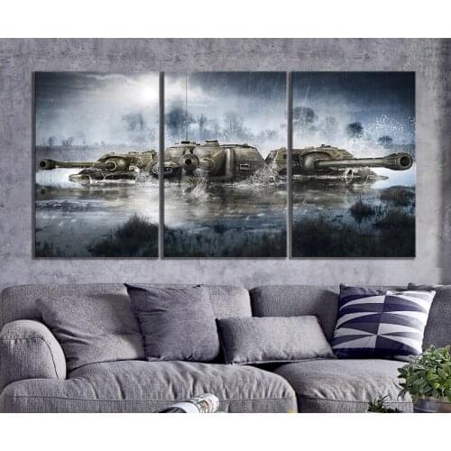 3 Piece Decorative Painting Poster New Fashion Office Home Mural Poster World of Tanks Military Game HD Painting Wholesale