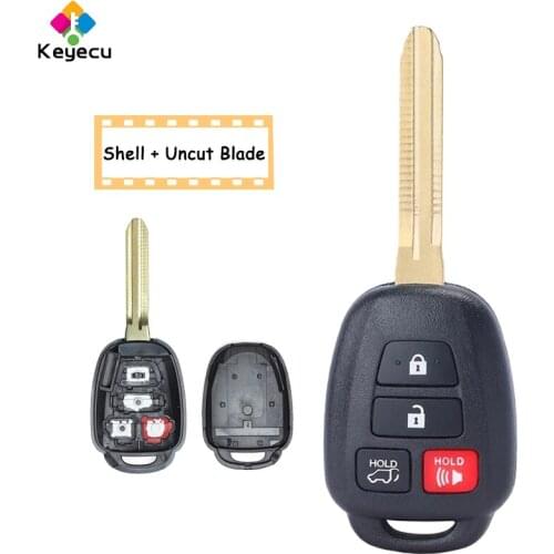 KEYECU Remote Car Key Shell Case With 4 Button TOY43 Blade FOB for Toyota Rav4 Highlander 2013 2014 2015 2016 2017 2018, GQ4-52T