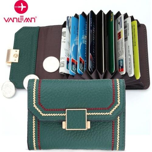 Genuine Leather Card Holder Wallet Luxury Women Coin Purse Female Thread Hasp Card Wallets For Girls ID Credit Cardholder Wallet