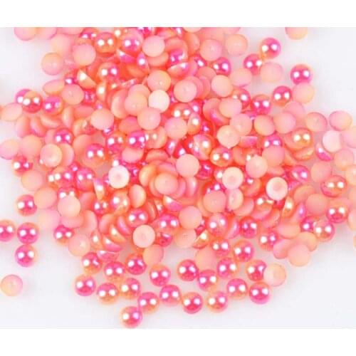 Red Yellow Round Shape Imitation Half Round Pearl Flatback Beads for Scrapbook DIY Decoration 600pcs 6mm YKL0554-6