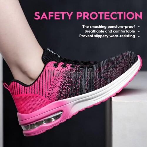 Lightweight Safety Shoes Women Men Air Cushion Work Sneakers Steel Toe Shoes Indestructible Work Boots Anti-smash Work Shoes