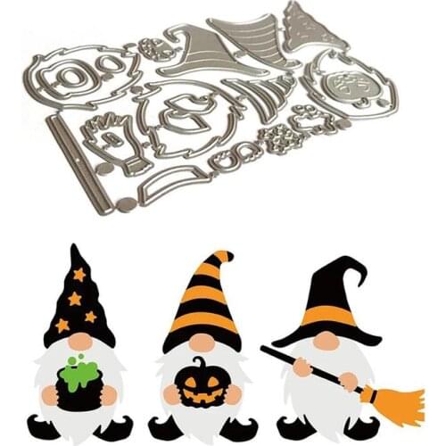 Halloween Dwarf Metal Cutting Dies Mold Pumpkin Broom Gnome Scrapbook Paper Craft Knife Mould Blade Punch Stencils Cut Die Molds