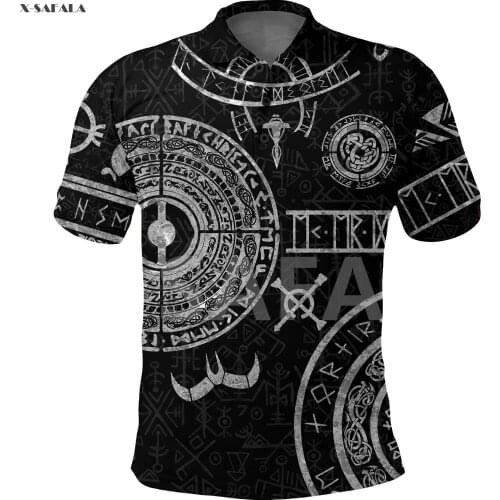 Viking Baldur Norse MYTHOLOGY TATTOO Raven 3D Full Printed Men Women Thin Polo Shirt Collar Short Sleeve Street Wear Casual Tee