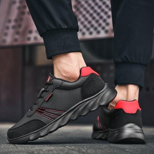 Fashion Leather Mens Casual Shoes Comfortable Non-slip Wear Resistant Men Sports Shoes Light Outdoor Walking Running Sneakers