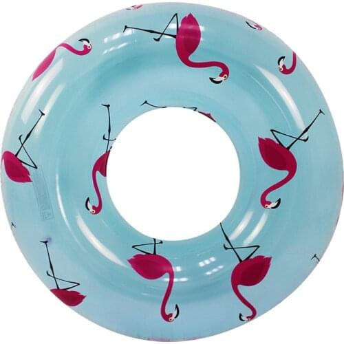 120cm Gaint Flamingo Print Inflatable Swimming Rings Transparent Inflatable Rafts Tube Outdoor Swimming Pool Toy for Kids Adults