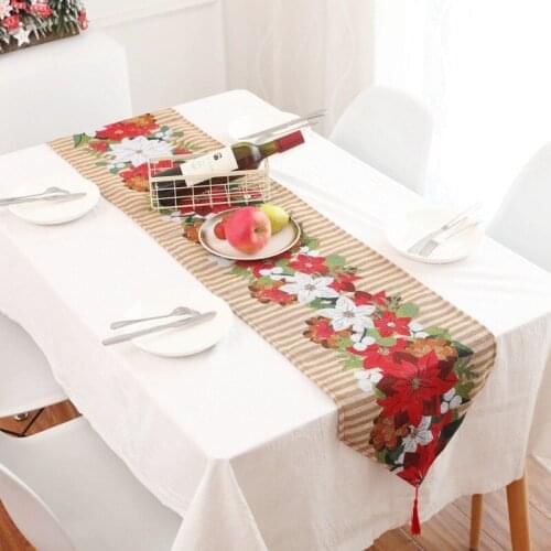 New Table Runner With Tassels Pendant Christmas Flower Festive Holiday Dinning Table Decorations For Kitchen Dining Good Product
