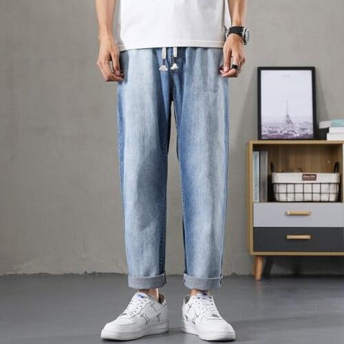 New loose mens jeans mens trousers simple design high quality comfortable and versatile student casual blue denim trousers