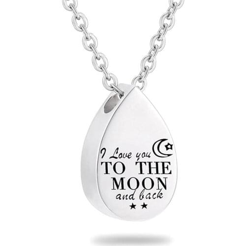 High Polish Stainless Steel Teardrop Memorial Urn Necklace Hold Ashes Keespake Cremation Jewelry For Women