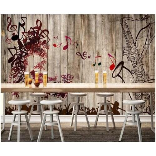 Custom photo 3d wallpaper Bar music notes nostalgic vintage tv background room home decor 3d wall murals wallpaper for walls 3 d