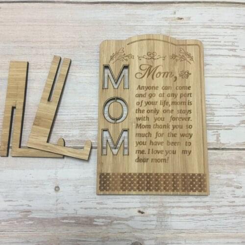 Laser cut engraved mother day greeting card bamboo wood greeting card mothers day gift