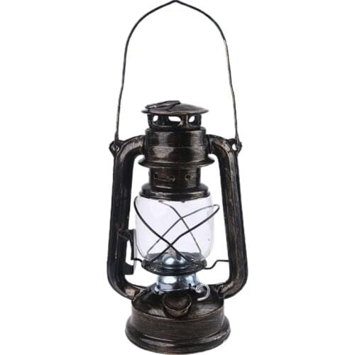 Retro Vintage LED Metal Oil Lamp Portable Lantern Kerosene Light Outdoor Camping Bar Inn Home Decoration F19B