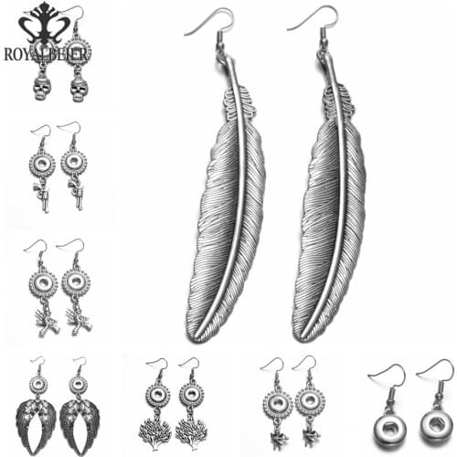 RoyalBeier European Style Fashion Interchangeable Snap Buttons Earrings Fit 18 mm Snap Drop Earring Jewelry 0237