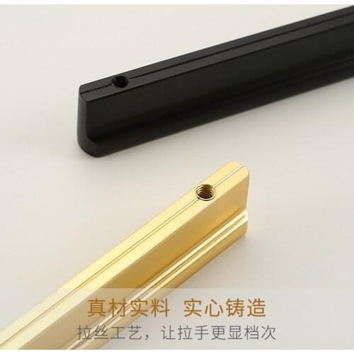 Cabinet door handle, light luxury golden drawer wardrobe door handle, lengthened aluminum alloy black T-shaped handle