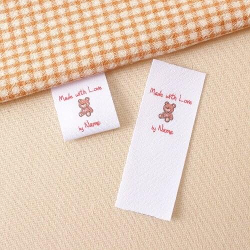 Made With Love, Sew On Label Tags, Personalized Tags, Crafts, DIY Gift, Cotton Fabric, Sewing Clothes, Fold tag (MD1038)