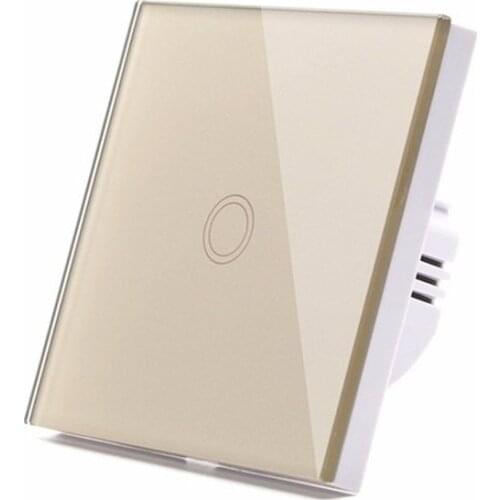 Touch Switch EU Standart Tempered Black White Crystal Glass Power Led Panel Wall Light Switch 1Gang 1Way Interruttore AC100-240