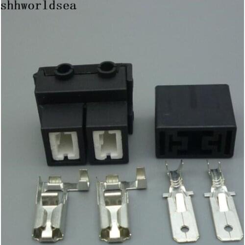 Worldgolden 5/10/50/100sets H7 6.3mm 2p ceramic bend angle bulb socket male female plastic holder connector +terminals