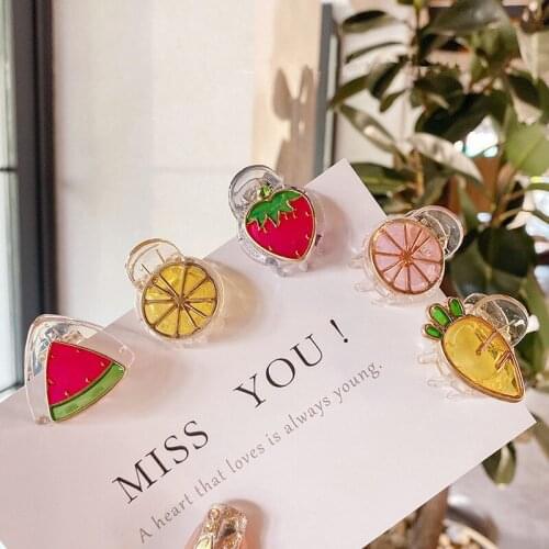 2020 New Korea Style Simple Cute Hairpin Watermelon Strawberry Grapefruit Fruit Hair Claw for Women Fashion Hair Accessories