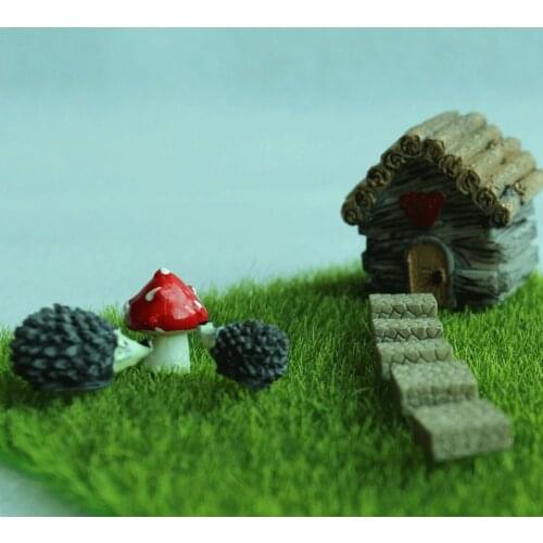 1set Miniature Fairy Figurines Micro Landscape DIY Crafts House Cobbles Hedgehog Mushroom Miniatures Fairy Garden Decoration