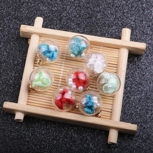 10pcs Color Bottle Pendant Dried Flower Round Ball Transparent Glass for Charm Jewelry Making DIY Earrings Necklace Accessories