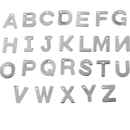 100pcs/lot Stainless Steel Jewelry MIX Letter Pendant Antique Steel Fit Bracelets Necklace DIY Metal Charms for Jewelry Making