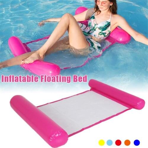 120 * 75CM Inflatable Floating Bed With Net Foldable Backrest Swimming Pool Floating Drifter Lounge Chair