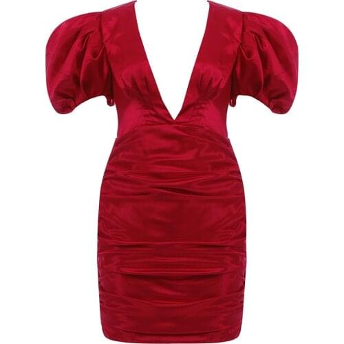 2021 Summer Dress Party Club Celebrity Elegant Deep V Neck Bodycon Dress Mini Clothes New Women Dresses