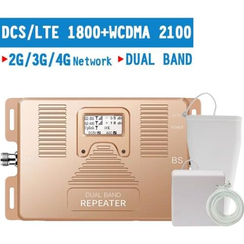 2G 3G 4G Mobile Phone Signal Repeater 3G WCDMA 4G LTE DCS 1800mhz Cellular Signal Booster 4G Amplifier AGC ALC 70dB Gain Band 1