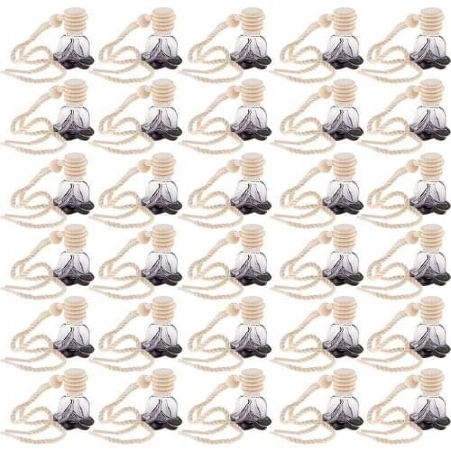 30Pcs Air Freshener Car Printed Hanging Diffuser Bottle, 10ml Perfume Fragrance Bottle Flower
