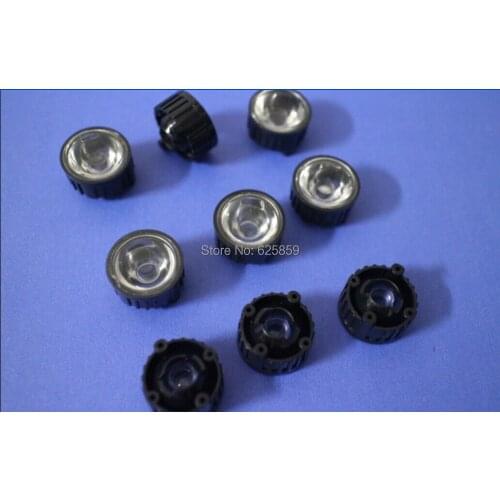 45degree led Lens for 1W 3W 5w High Power LED with screw 20mm black holder 100PCS