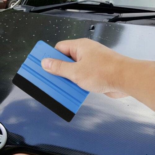 Auto Styling Vinyl Carbon Fiber Window Ice Remover Cleaning Wash Car Scraper With Felt Squeegee Special Filming Tool Accessories