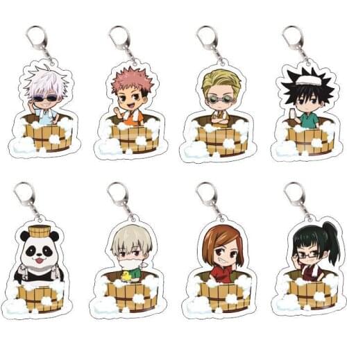 Anime Jujutsu Kaisen Keychain Cartoon Figure Yuji Itadori Gojo Satoru Kugisaki Nobara Acrylic Pendent Key Ring Jewelry