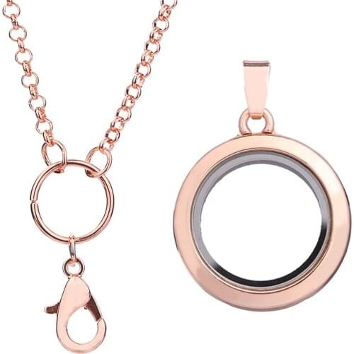 1pcs 30MM 4colors Round Alloy Magnetic Glass plain Living Memory Lockets Floating Charms necklace women Jewelry Free Chains 60cm