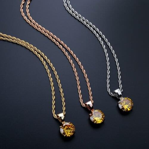 Iced Out Chain with Single Large Zircon Round Gem Pendant for Men and Women Hip Hop Fashion Jewelry Streetwear Gift Birthday