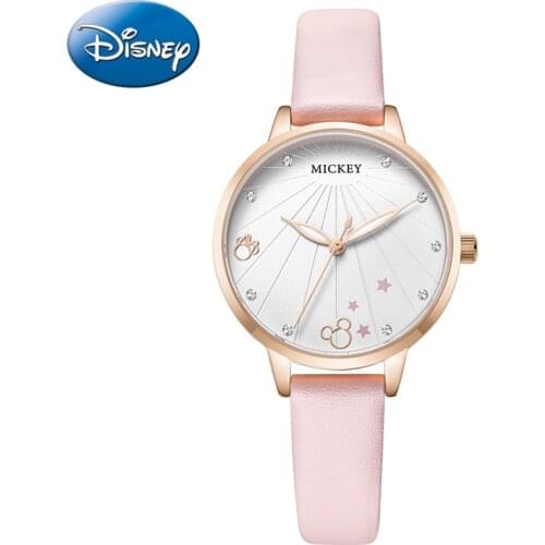 Beautiful Lady Pink Watch Pretty Girl Leather Strap Wristwatch Young Woman Bling Crystal Luxury Time Student Hour Female Teen