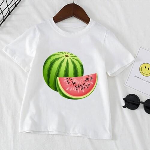 Summer Kids T-shirts Cute Fruit Print Short Sleeve For Boys And Girls Cartoons Watermelon/Grape Children Funny Clothings,YKP051