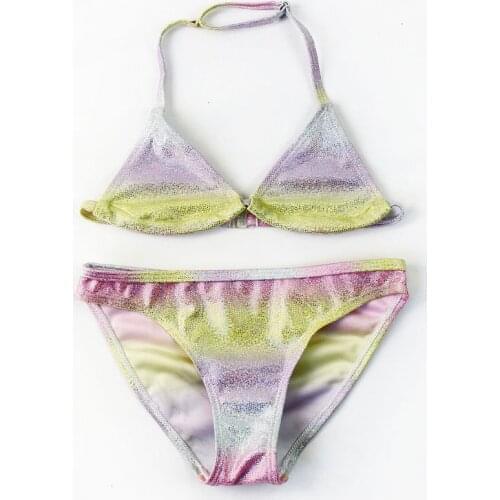 Girl Hot Stamping Bikini Kids 2 Pieces Swimwear Girls Split Bathing Sets Kid Swimming Suit Print Swimsuit Children Bikinis Set