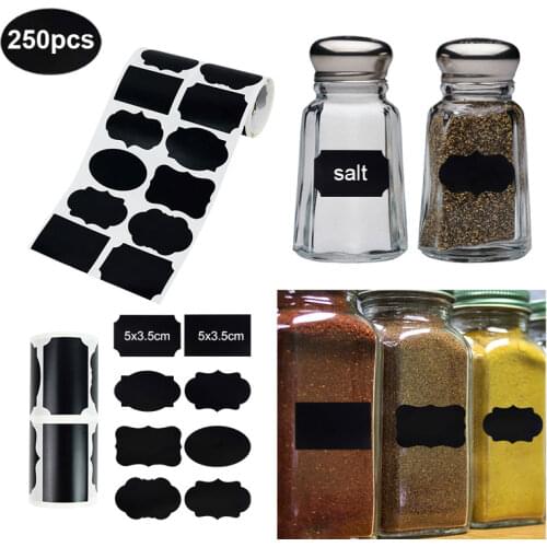 250pcs Kitchen Spice Label Stickers Chalkboard Waterproof Removable Labels Jars Pantry Storage Organizers Blackboard Sticker