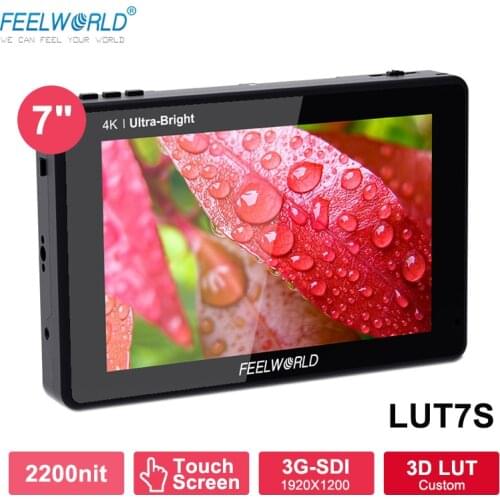 FEELWORLD LUT7S 7 Inch 3G-SDI 4K HDMI 2200nits 3D LUT Touch Screen DSLR Camera Field Monitor with Waveform VectorScope Histogram