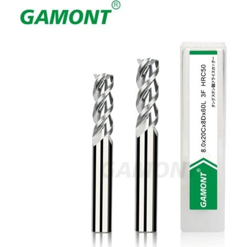 GAMONT Milling Cutter Alloy Coating Tungsten Steel Tool By Aluminum HRC50 Cnc Maching 3 Blade Endmills Top Wood Milling Cutter