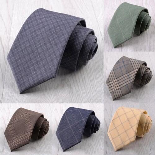 GUSLESON New Arrival Men Soft Tie Solid Plaid Suits Cotton Skinny Necktie For Wedding Party Business Formal Gift For Men