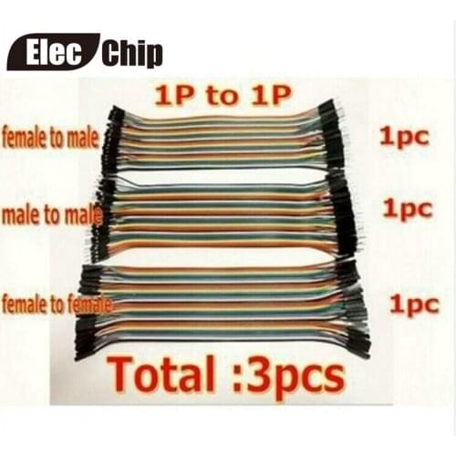 Dupont line 40P 3 pieces 20cm male to male + male to female and female to female jumper wire Dupont cable for arduino