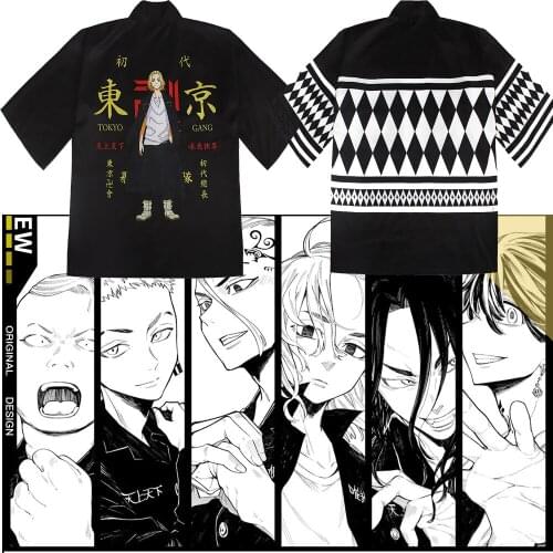 Tokyo Revengers Tokyo Cosplay Cloak Anime Men Top Summer Hanagaki Takemichi Ken Ryuguji Haori Kimono Tee Short sleeve