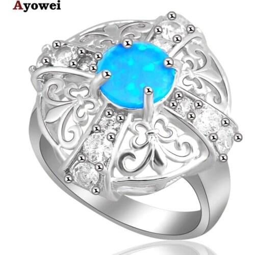 Huge Angels designers womens rings Popular Blue Fire Opalo Silver Stamped Rings fashion jewelry USA Size #6.5 #5.5 #7.5 OR346