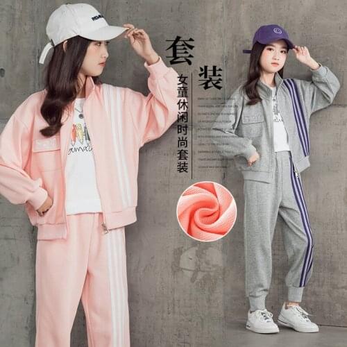 Girls Suit Coat +Pants Cotton Hooded 2Pcs/Sets 2021 Cool Spring Autumn Teenager Kid School Outdoor Children Clothing