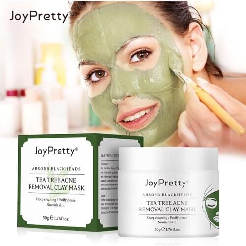 Tea Tree Anti-acne Mud Mask Blackhead Remover Green Clay Mask Deep Cleaning Whitening Oil Control Face Skin Care Masks Cosmetics